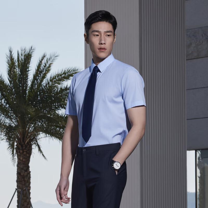 YOUNGOR Мужская клетчатая рубашка с коротким рукавом в стиле business casual