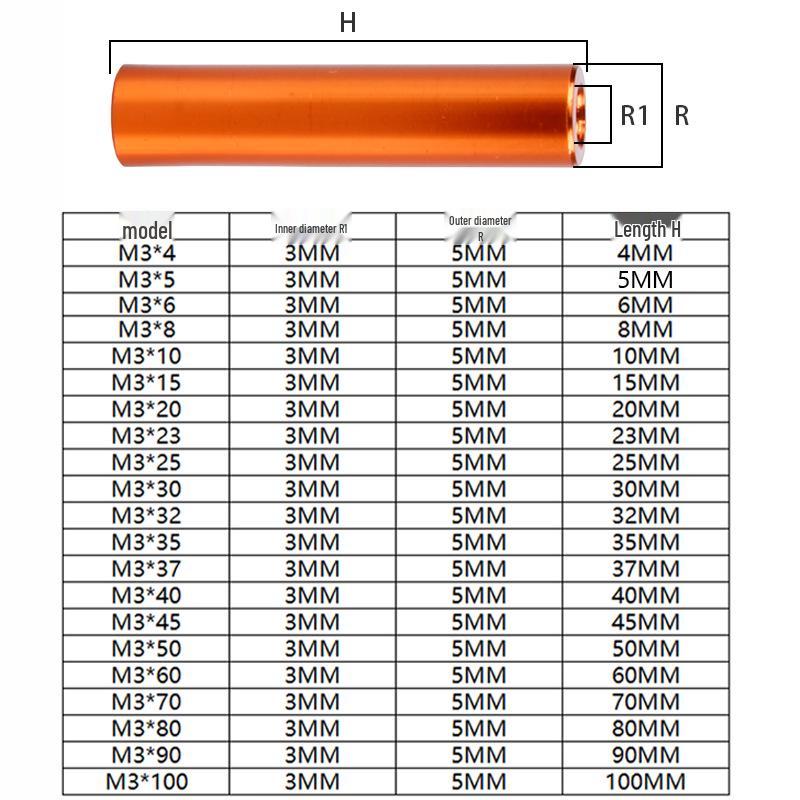 M3 Orange Aluminum Alloy Round Standoff Nut for RC Model Aircraft Frame