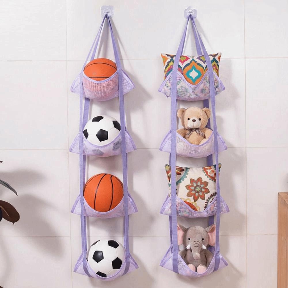 Wall Mounted Sundries Mesh Hanging Bag Large Capacity Mesh Pockets Organizer  Basketball
