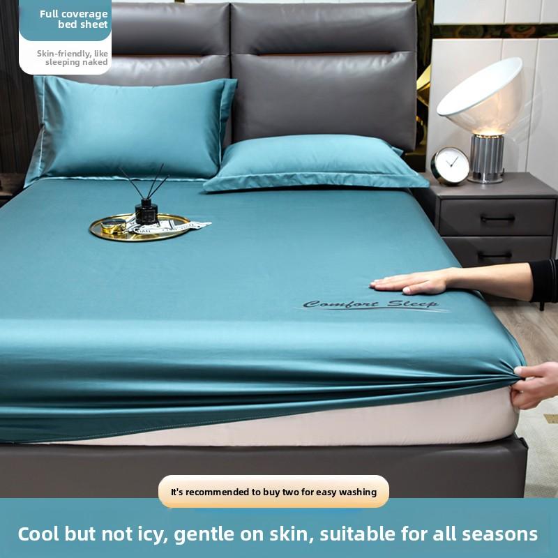 Cool Sensation Ice Silk Bedding Single Piece Mattress Protector Cover Summer Lightweight Durable Bed Sheet Set Comforter