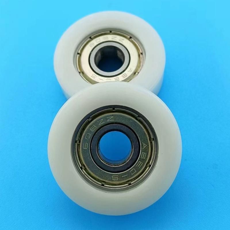 1Pc 8*32*12Mm Embedded 608Zz Bearing, Wrapped Rubber, Pom/ Nylon Bearing Pulley, Flat Roller Pulley Wheel
