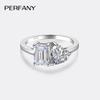 PERFANY Кольцо женское S925 Чистое серебро, форма сердца, муассанит, изумрудная/радиационная огранка, лабораторный бриллиант, свадебные украшения