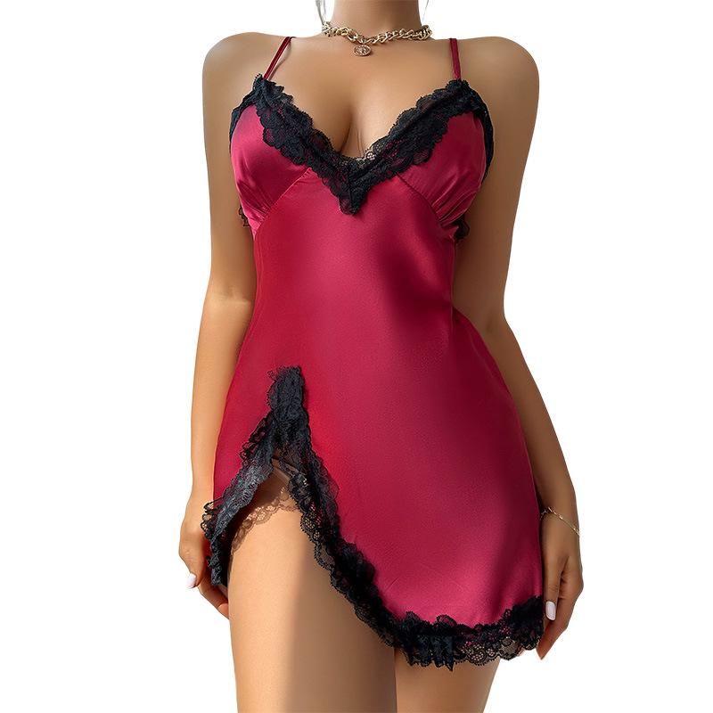 Женская пижама на тонких бретельках из искусственного шелка - Сексуальная и удобная летняя ночная сорочка, домашняя одежда в европейском и американском стиле.