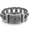 Religious Bracelet for Men 316L Stainless Steel 22MM Buddhist Scriptures Link Men's Bracelets Leather On Hand Jewelry Massive