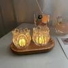 2PCS Elegant Vintage Tulip Shaped Candle Holder Romantic Clear Candle Cup Ornament Mini Candlestick Holder Wedding
