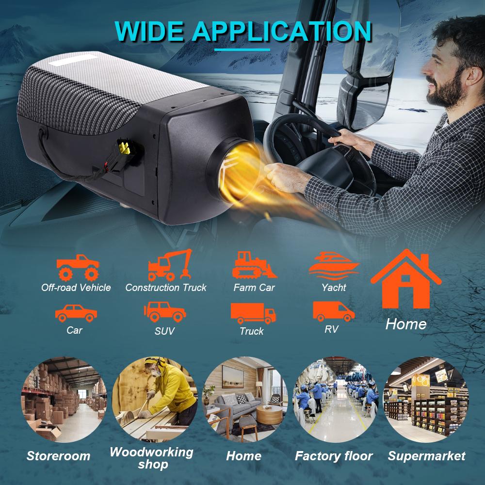 2/5/8 кВт Автомобильный дизельный воздушный отопитель 12 В 24 В Bluetooth отопитель с глушителем Пульт дистанционного управления для автомобиля Грузовика Лодки Автодома Парковочный дизельный отопитель