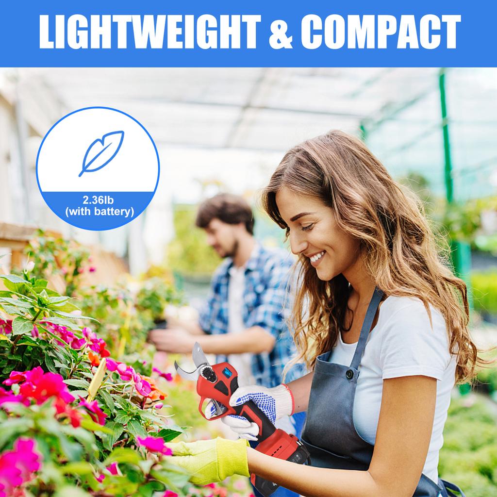 Electric Pruning Shears 30mm/1.2 Inch Cutting Diameter 2 Pack 48V 2000mAh Lithium-ion Battery