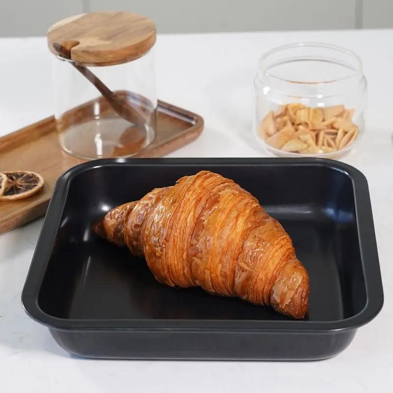 Антипригарный противень для пиццы, форма для выпечки из углеродистой стали, квадратная глубокая тарелка, форма для хлеба, торта, кухонные инструменты для выпечки, металлическая форма для выпечки