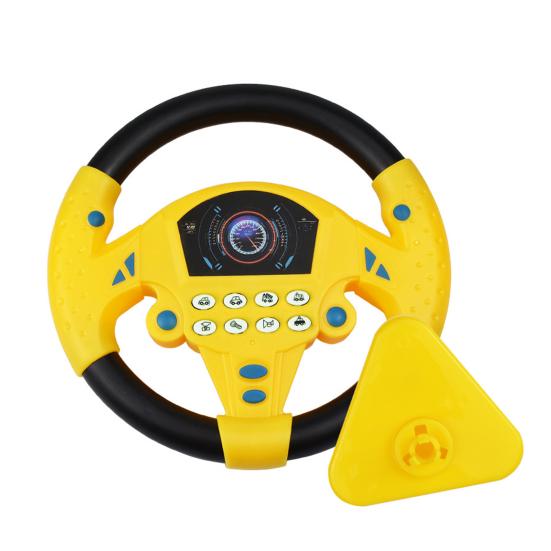 Kids Steering Wheel Toy with Suction Cup Music 360 Degrees Rotatable Toddlers Car Driving Simulation