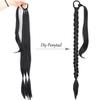 MERISIHAIR Synthetic Braided Ponytail Hair Extensions Natural Blond Hairpiece Long Wrap Around Pony Tail with Rubber Band
