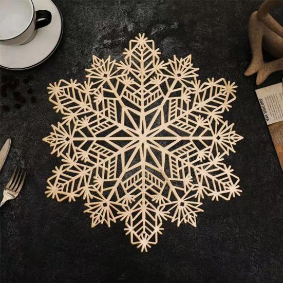 Cup Coaster Mug Pad Hollow-out Design Non-Slip Decorative Christmas Snowflake Table Mat Placemat Decoration