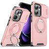 Чехол для OPPO Reno 13F 4G, 5G ELVEV Магнитный Ударопрочный Жесткий ПК + Мягкий ТПУ с Вращающимся Кольцом-Подставкой Чехол для Телефона