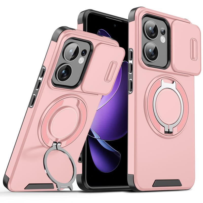 Чехол для OPPO Reno 13F 4G, 5G ELVEV Магнитный Ударопрочный Жесткий ПК + Мягкий ТПУ с Вращающимся Кольцом-Подставкой Чехол для Телефона