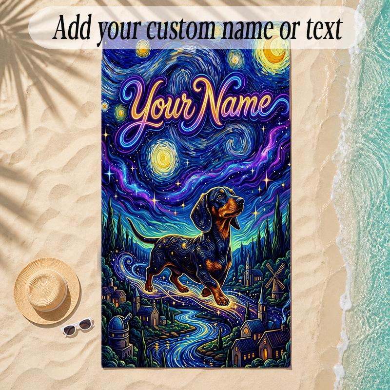 Cosmic Theme Soft Beach Towel Personalized Custom Name Text Towel Portable for Beach Pool Travel