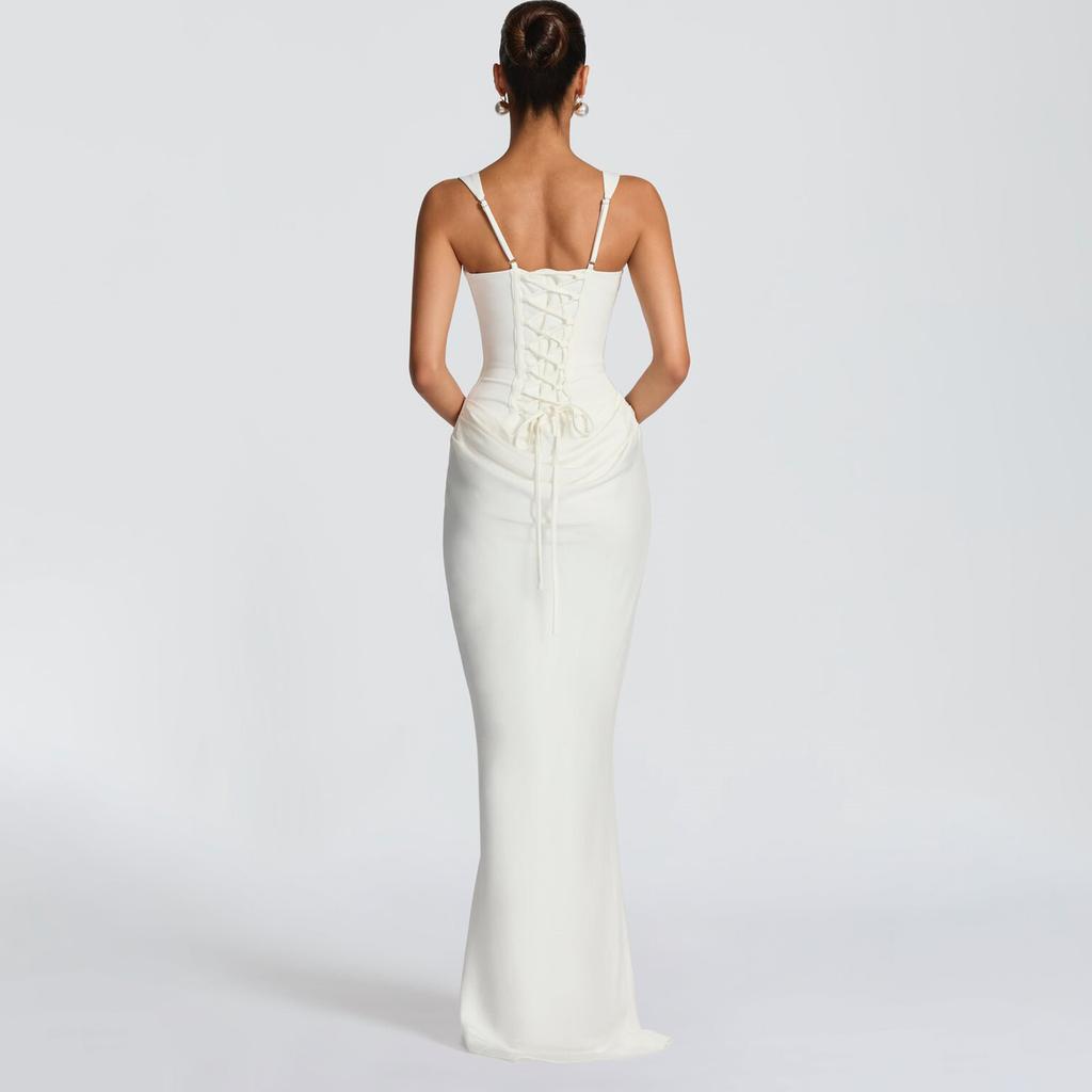 Женский Повседневный Приталенный Платье-Комбинация с Бретелями «Рыбья Кость», Обтягивающее Бедра, Длинная Юбка