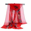 Soft Wrap Lady Shawl Silk Scarf Women's Butterfly Flower Print Long Chiffon Scarf
