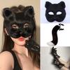 Faux Furs Halloween Cosplays Costume Accessorie Half Face Cats Mask Animal Masquerade Eye Mask