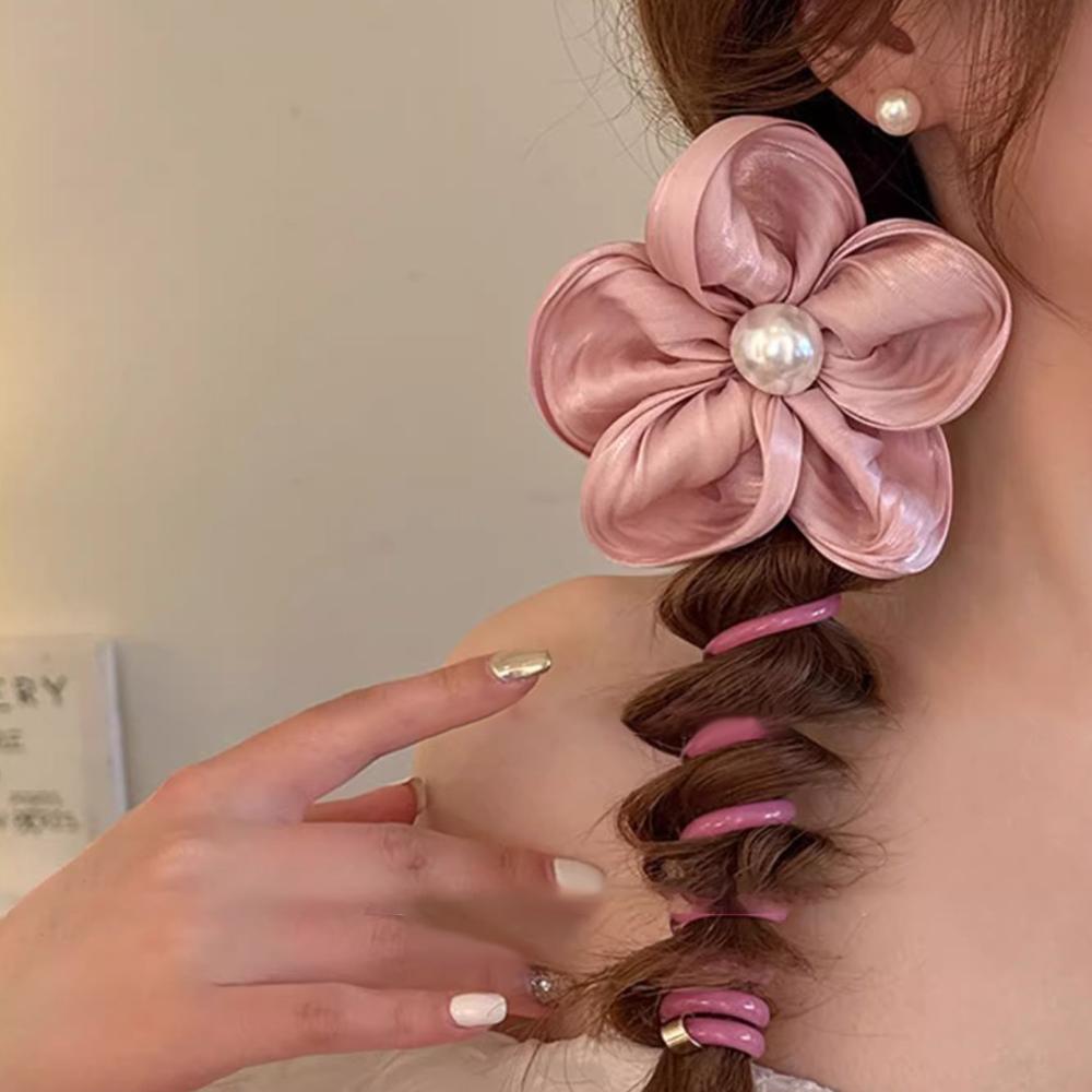 Rubber Flower Ponytail Head Rope High Elastic Head Rope Ponytail Telephone Line Hair Loop Girls