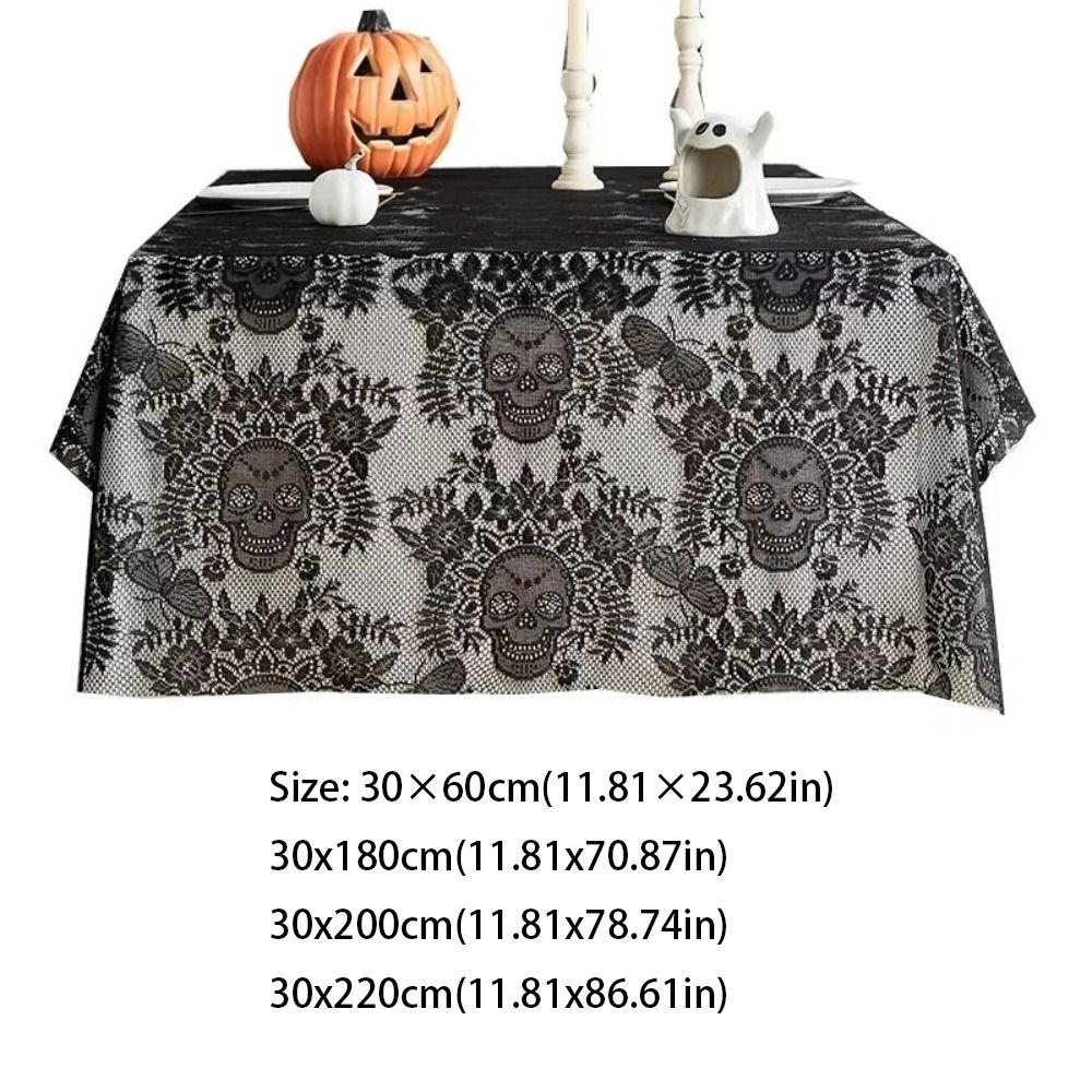 Soft Halloween Table Runner Cobweb Skull Table Runner Rectangle Tablecloth Halloween Decoration