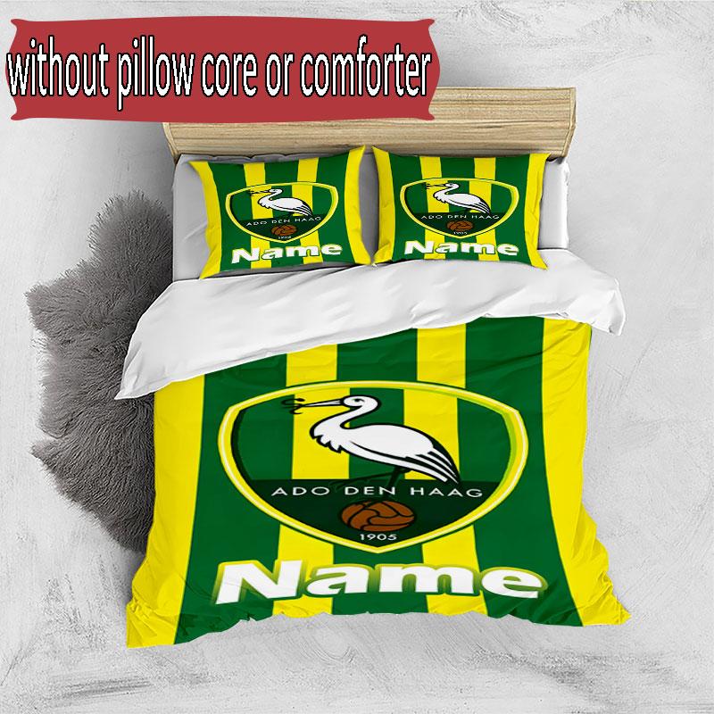 3pcs Duvet Cover Set (1*Duvet Cover + 2*Pillowcase, Without Core), Custom Name ADO Den Haag Pattern Bedding Set, Home Bedroom Decor Gift