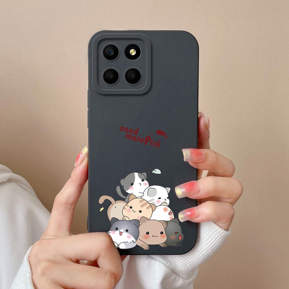 For Huawei Honor X6 X6S X6A Case Cartoon Liquid Silicone Full Coverage Anti Drop Phone Shell For HonorX6 X 6 X6 S A Bumper Funda
