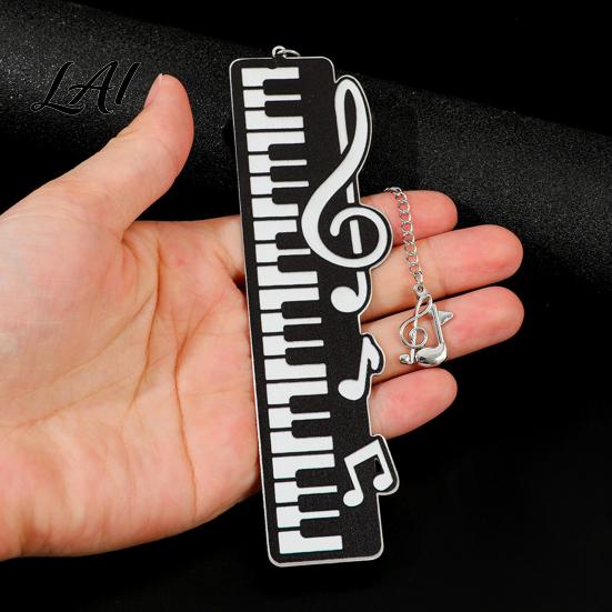 Unique Bookmark With Charm Piano Bookmark Stainless Steel Music Note Page Marker Musical Decorative Book Accessory for Lovers Black White