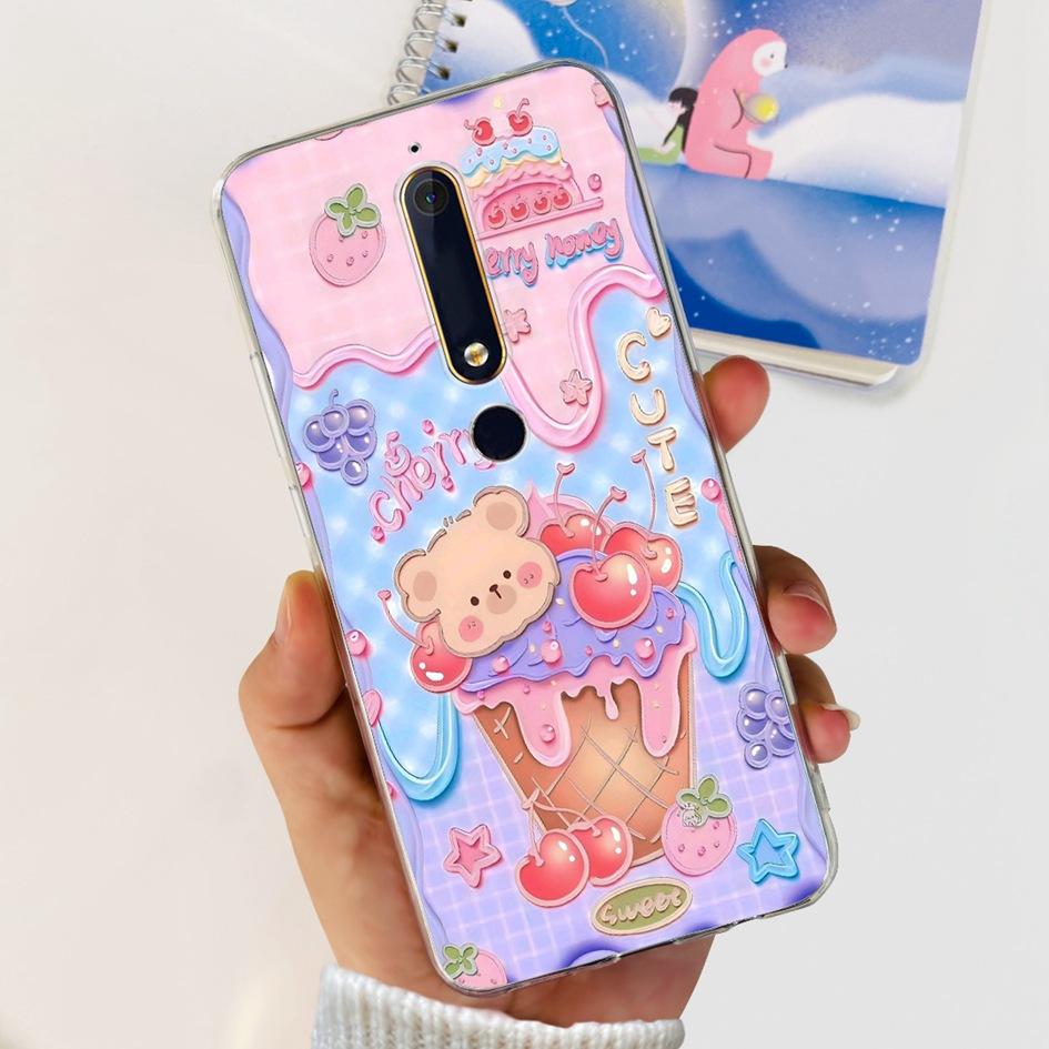 For Nokia 6 2018 Case Fashion Flower Soft Silicone Bumper For Nokia 6.1 Cover TA-1043 TA-1045 TA-1054 TA-1050 TA-1068 Phone Case