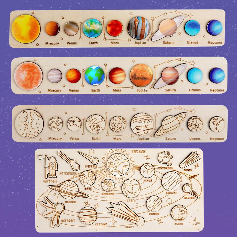 Childrens Space Puzzle Board With Wooden Design For Planet Recognition And Early Education