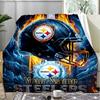 custom Name Text NFL Fire & Ice Theme blanket Soft Flannel Blanket Plush Throw Blanket Cozy Sofa Bed Blanket for Home Decor
