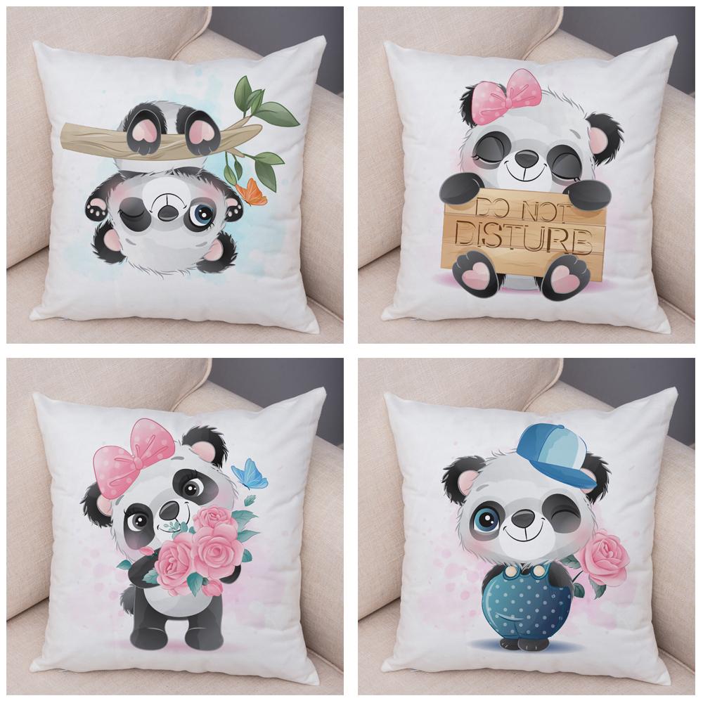 Детская комната, диван, украшение для дома, автомобиля, милая наволочка с изображением животных, мягкая плюшевая подушка с рисунком китайской панды