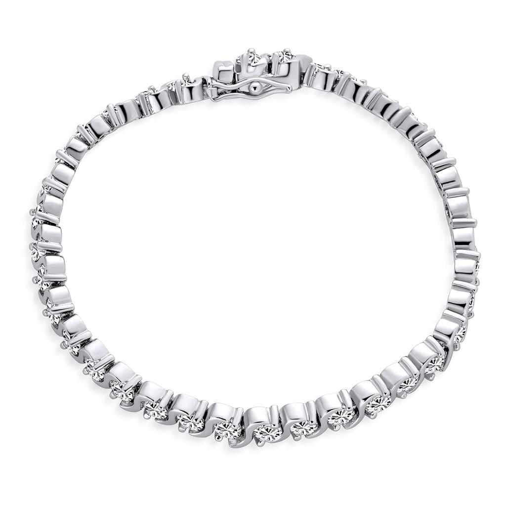 Традиционное свадебное украшение, 20 карат, круглый солитер Vortex S Wave, женский теннисный браслет с родиевым покрытием из серебра 7, 7,5 дюймов.