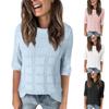 Women's Casual 3/4 Sleeve Loose Tunic Tops Lightweight Crochet Knit Summer Sweaters Blouses