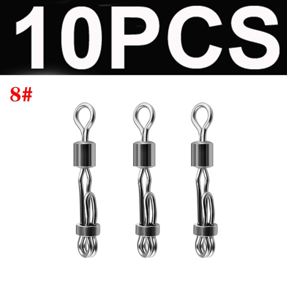 10Pcs/Pack Useful Terminal Quick Change Fishing Connector Rolling Swive Swivels Snap Solid Ring