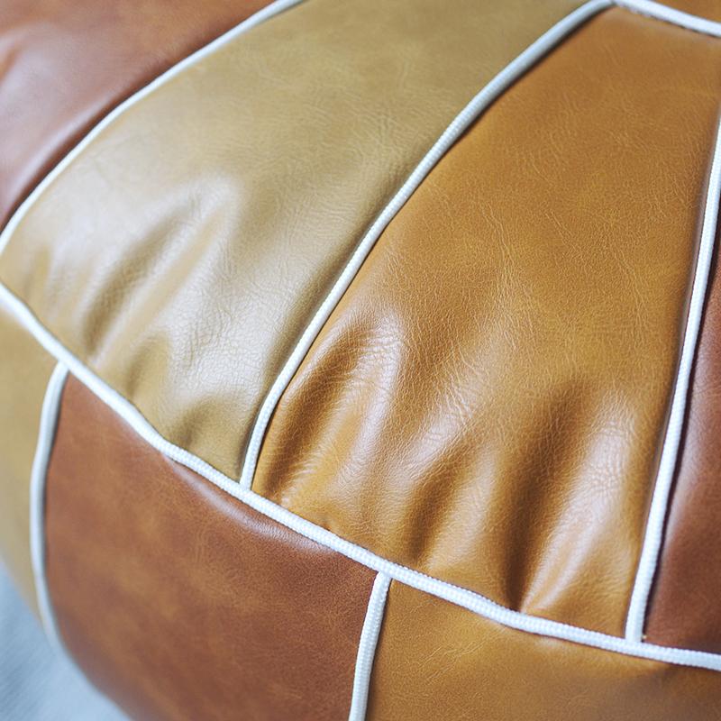 Марокканский пуф из искусственной кожи с вышивкой в стиле пэчворк, пуф, пуф, подставка для ног, круглая подушка из искусственной кожи без набивки