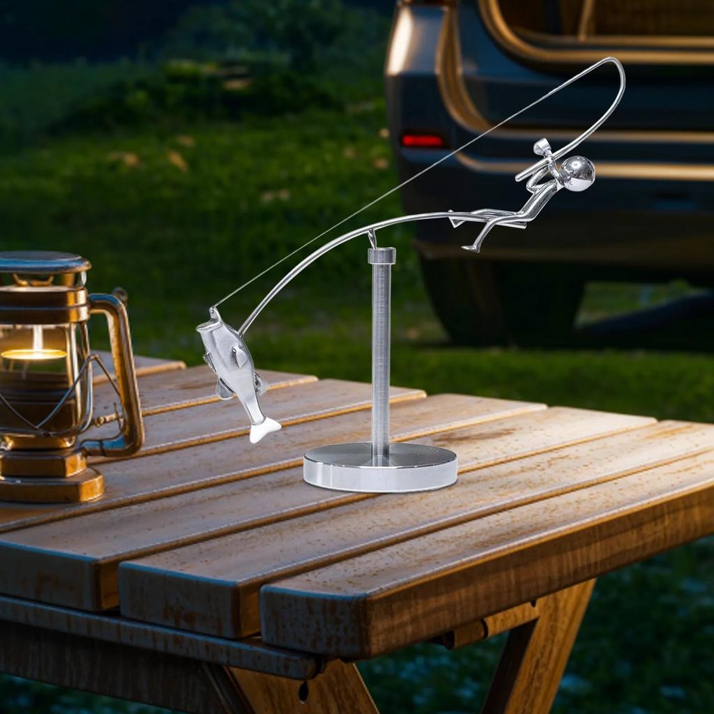 Fishing Sculpture - Balance Art For Your Space, Balance Art Sculpture, Fisherman Home Decoration