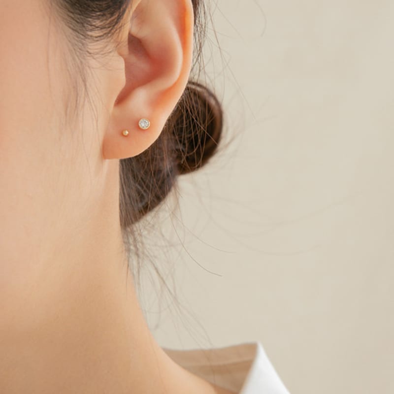 LUNNE 14k Круглый Q Пирсинг (14-каратное золото) (Толщина стержня 1 мм) #PIB11