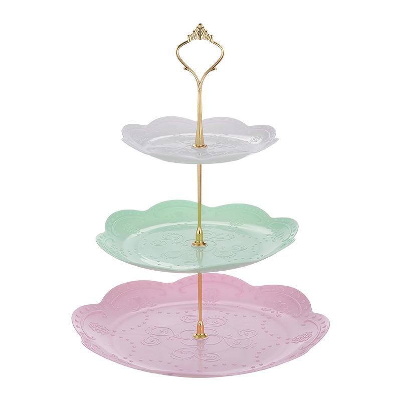 Трехъярусная подставка для торта к европейскому полуденному чаю - креативный многослойный пластиковый поднос для десертов и фруктовая тарелка