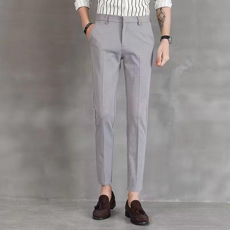 Мужские приталенные черные брюки от костюма в корейском стиле