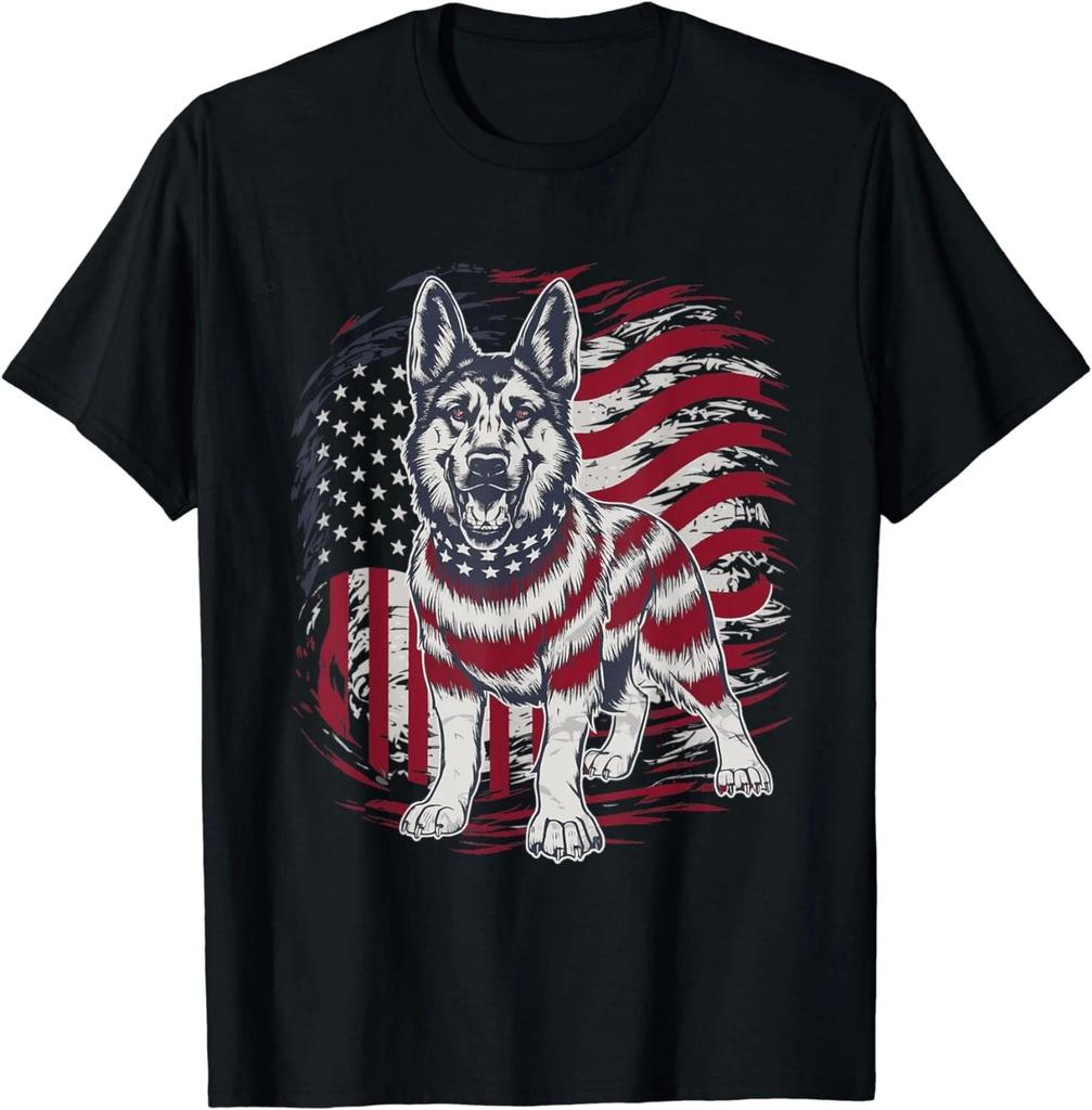 Patriotic German Shepherd American Flag Gift Unisex T-Shirt