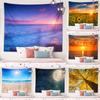 Beach Sunset View Tapestry Sunflower Flowers Wall Art Tapestry Aesthetic Decor for Dorm Room Living Room Bedroom Home Decor