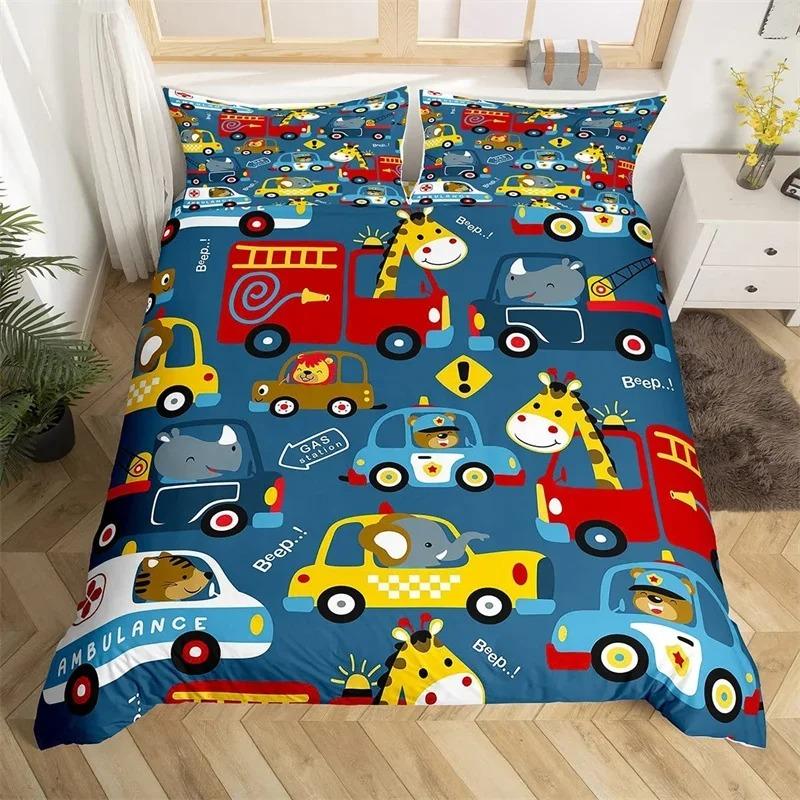 Kawaii Lion Duvet Cover Set Twin King For Kids Boys Girls Cartoon Animal Bedding Set Microfiber Wild Animals Theme Quilt Cover