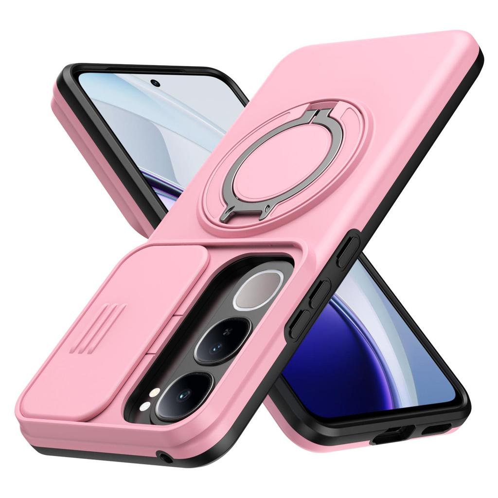 Slide Camera Lens Protector Case for Vivo V40 Lite Built-in 360° Rotatable Ring Kickstand