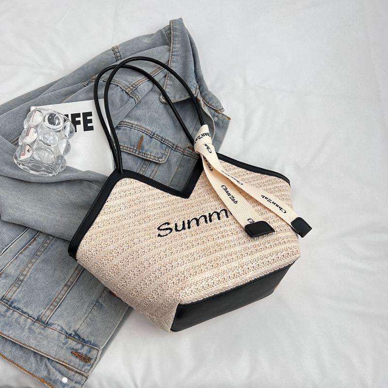 Internet celebrity large capacity bag new straw bag women's bag niche design shoulder bag versatile woven tote bag