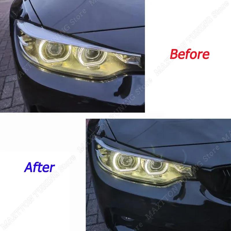 1 Pair Car Gloss Black Headlights Eyebrow Eyelids Trim For BMW 4 Series F32 F33 F36 M4 420d 420i 425d 430i 435i 440i 2013-2021