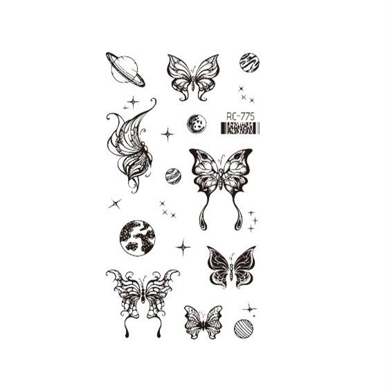 Dark Butterfly Sexy Waterproof Temporary Tattoo Sticker India Women Back Waist Flash Tatoo Girl Body Art Fake Tattoos Realistic