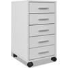 VidaXL Office Drawer Unit with Castors and 5 Drawers White