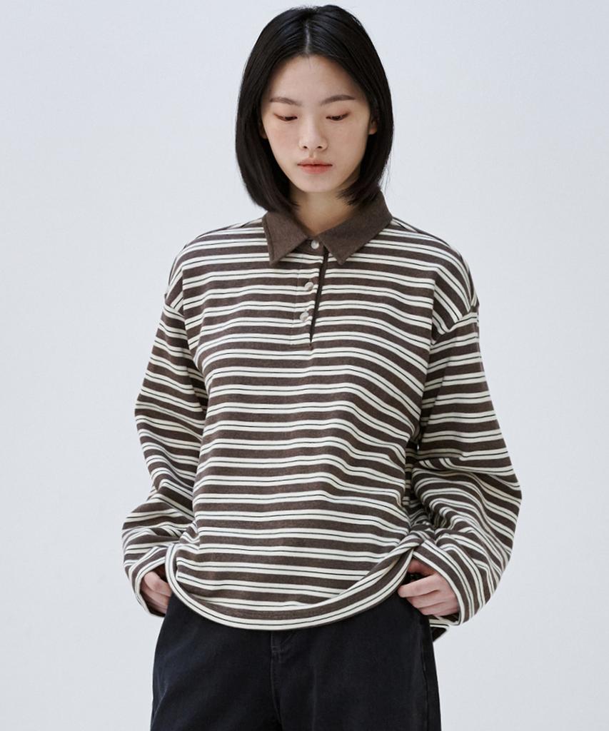 MALOUPE 5113 Striped Terry T-Shirt (Brown)