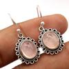 Natural Rose Quartz Gemstone Handmade Dangle Earring 925 Sterling Silver Fine Jewelry