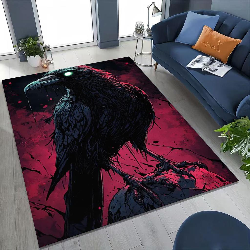 Viking Oding Raven Crow Huginn Muninn Norse Mythology Rug for Bedroom Living Room Sofa Home Doormat Decor,Kid Non-slip Floor Mat