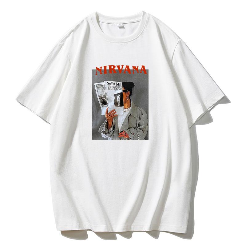 Hirsionsan 100% Cotton Graphic Print T Shirt Women 2024 Summer New Basic Vintage Tee Casual Loose Chic O Neck Female Couple Tops